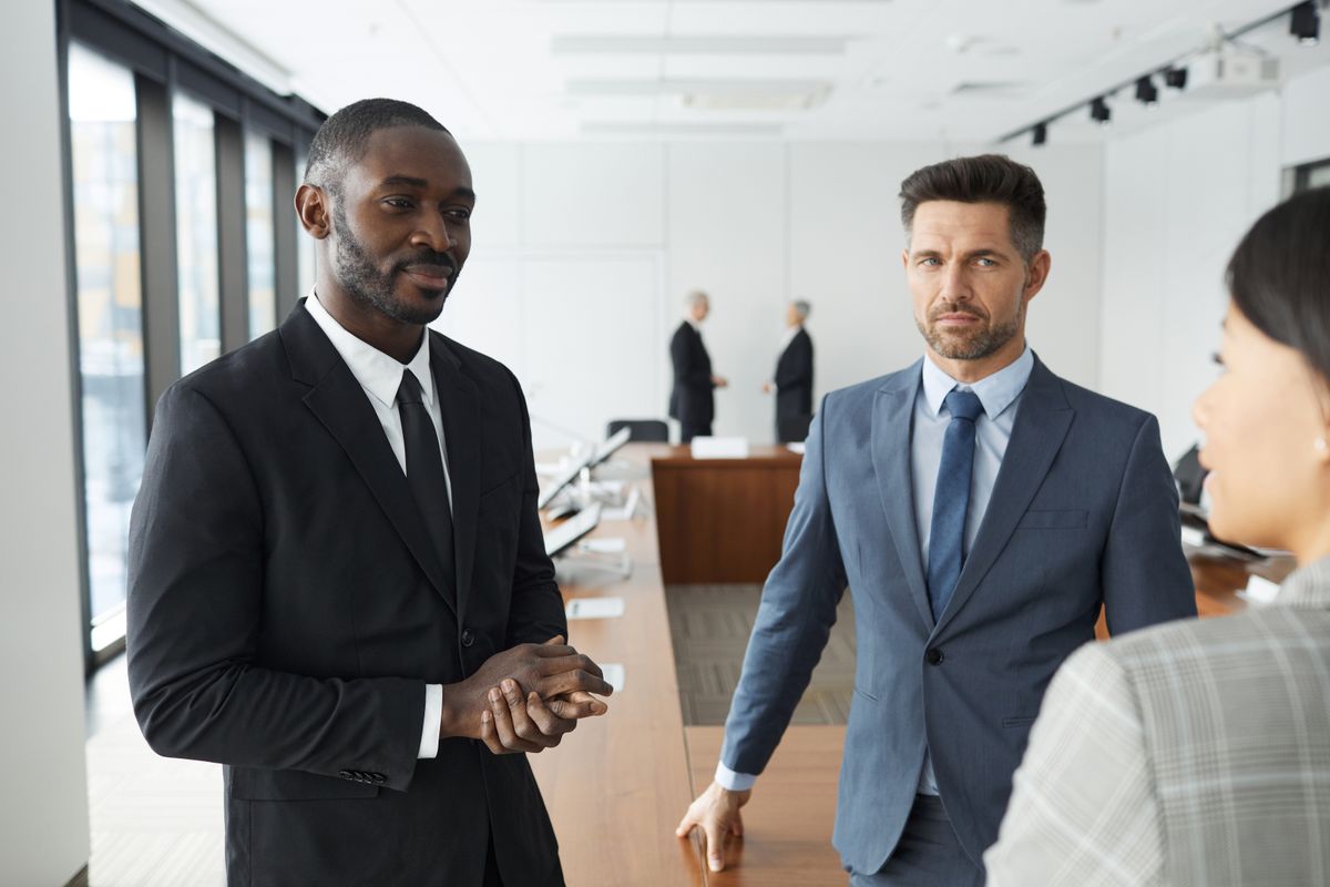 Business professionals in a corporate meeting